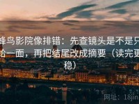 蜂鸟影院像排错：先查镜头是不是只给一面，再把结尾改成摘要（读完更稳）