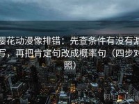 樱花动漫像排错：先查条件有没有漏写，再把肯定句改成概率句（四步对照）