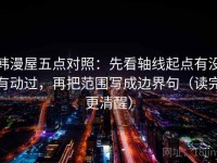 韩漫屋五点对照：先看轴线起点有没有动过，再把范围写成边界句（读完更清醒）